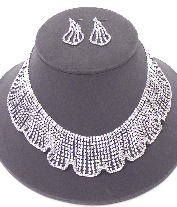 Multi layer of rhinestones drop necklace set