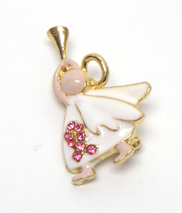 Angel with trumpet pink ribbon pin