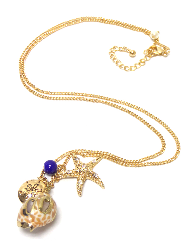 Gold plated genuine shell long necklace