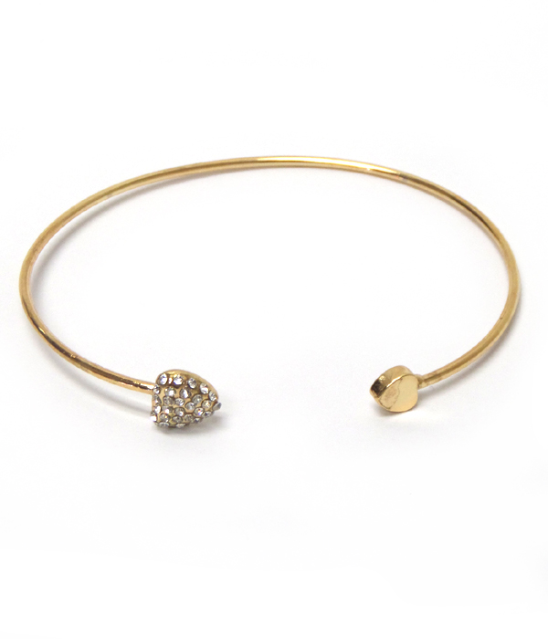 Crystal heart edge cuff bangle bracelet