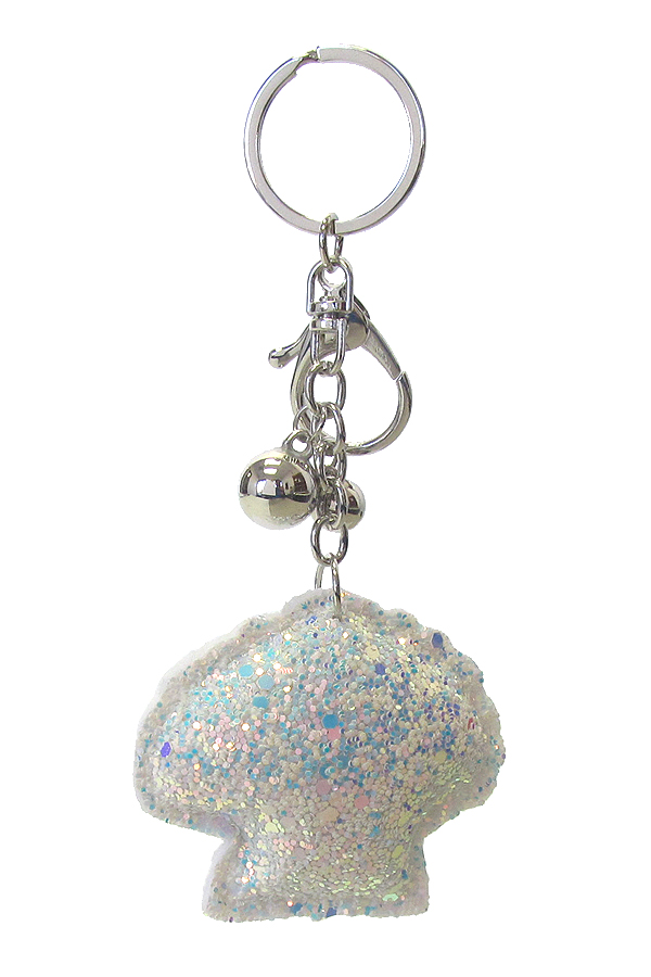 Glittering key chain - shell