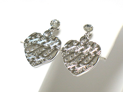 Made in korea whitegold plating crystal winkle heart drop earring