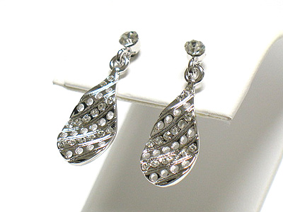 Made in korea whitegold plating crystal winkle tear drop earring