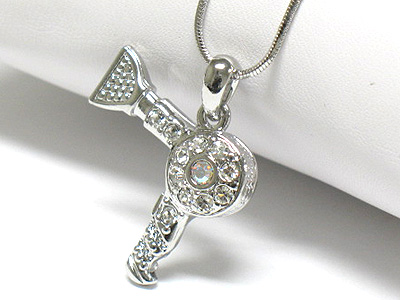 Made in korea whitegold plating crystal stud hair dryer pendant necklace