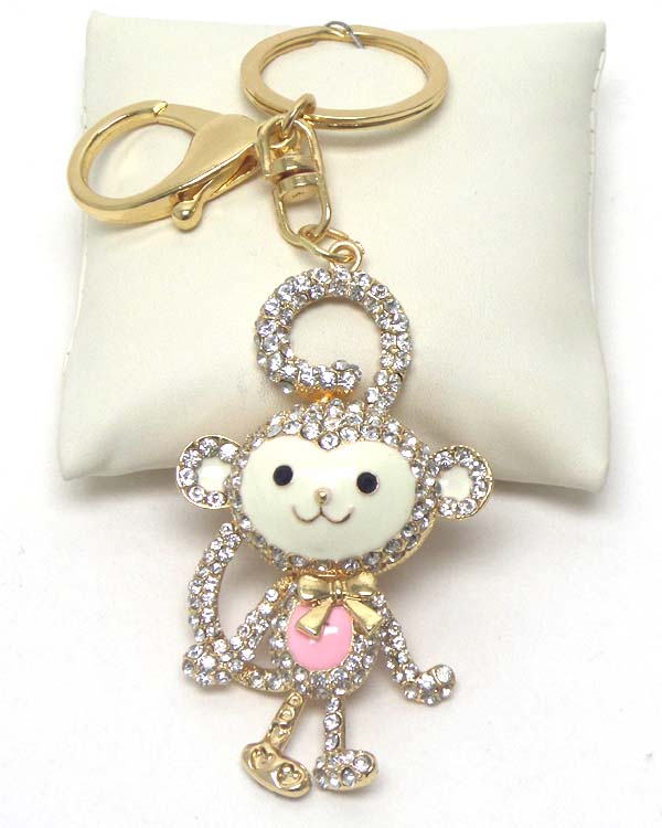 Crystal and epoxy monkey key chain
