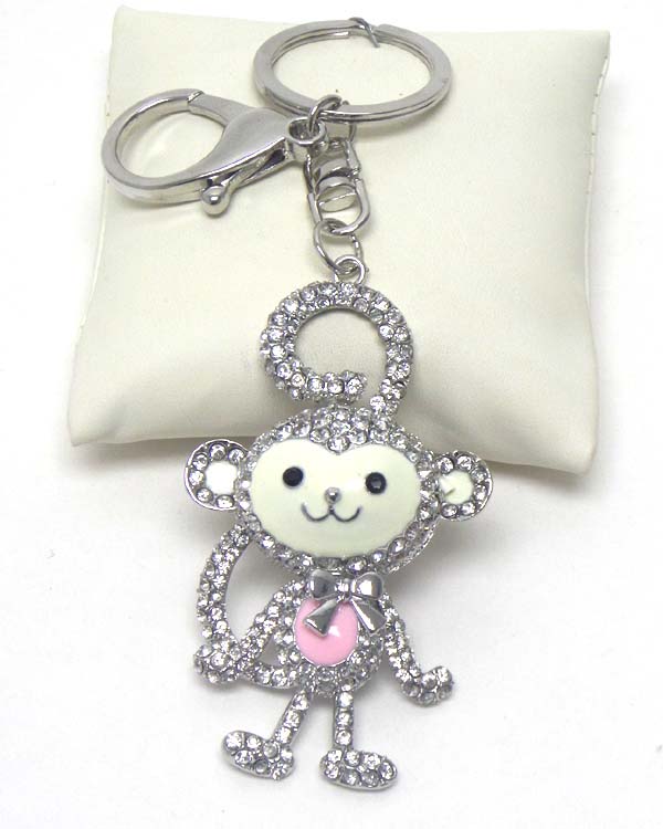 Crystal and epoxy monkey key chain