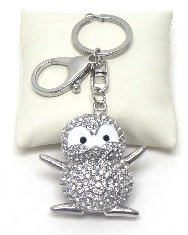 Crystal and epoxy penguin key chain