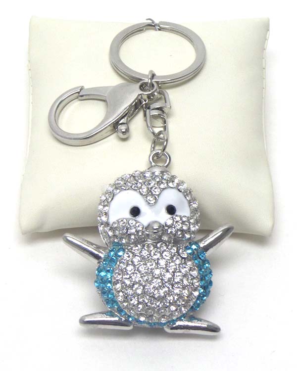 Crystal and epoxy penguin key chain