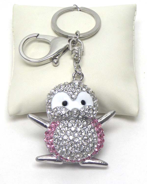Crystal and epoxy penguin key chain