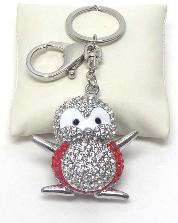 Crystal and epoxy penguin key chain