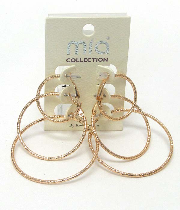 Textured metal hoop earring set of 3