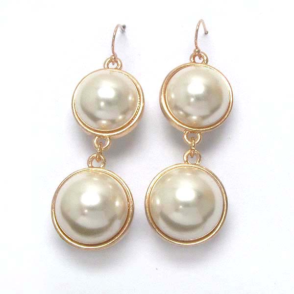 Double pearl link drop earring