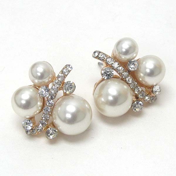 Crystal and pearl mix stud earring