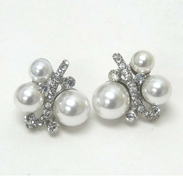 Crystal and pearl mix stud earring