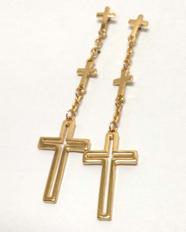 Triple cross link drop earring