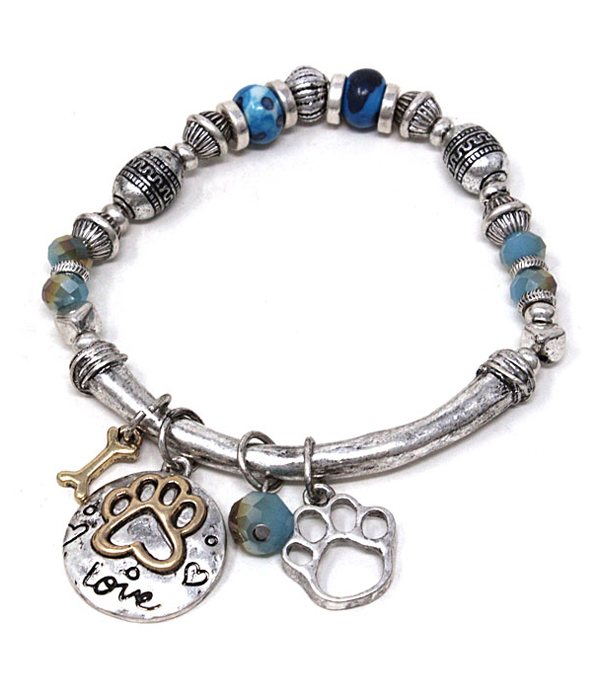 Pet lovers inspiration charm stretch bracelet