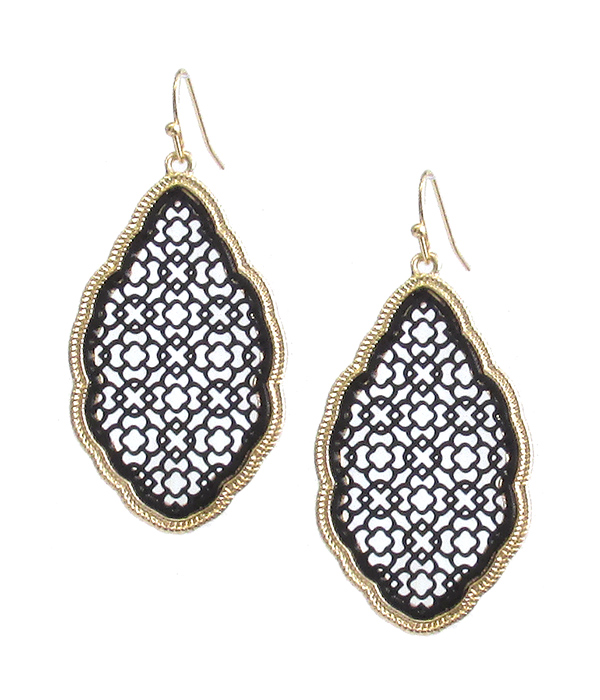 Paper thin metal filigree earring