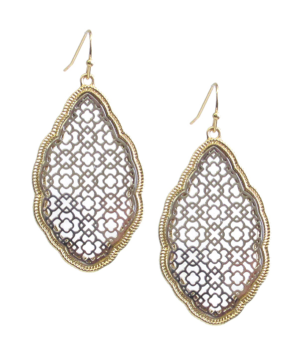 Paper thin metal filigree earring