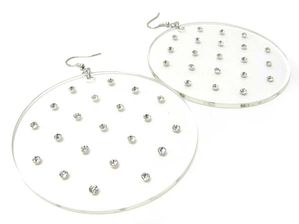 Crystal stud acryl round disk earring