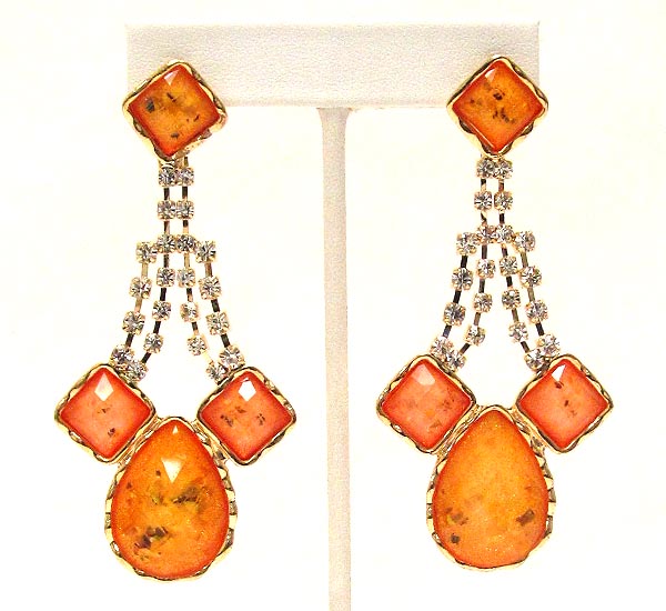 MULTI CRYSTAL AND MULTI SHAPE ACRYLIC STONE DECO DROP EARRING