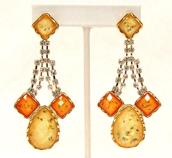 Multi crystal and multi shape acrylic stone deco drop earring