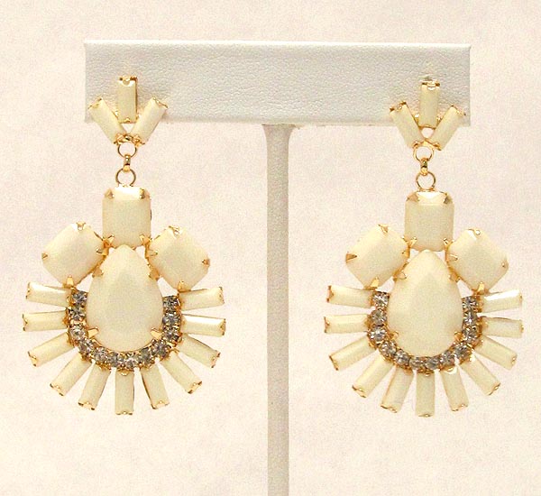 CRYSTAL AND MULTI SHAPE ACRYLIC STONE ROUND DECO DROP EARRING