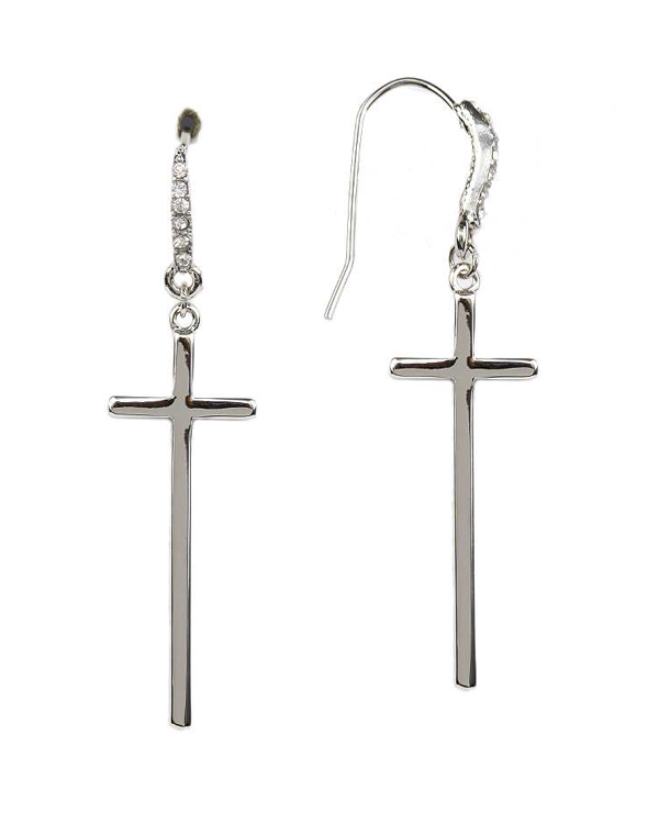 Simple cross drop earring