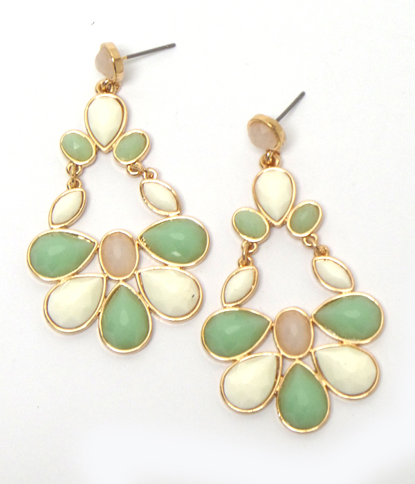 MIX COLOR TEARDROP STONE DROP EARRING