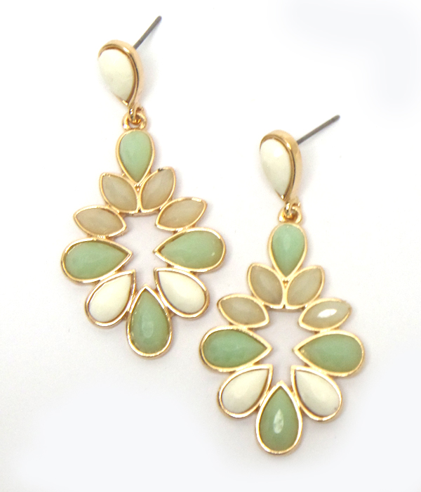 Mix color teardrop stone drop earring