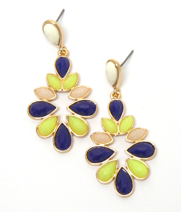 Mix color teardrop stone drop earring