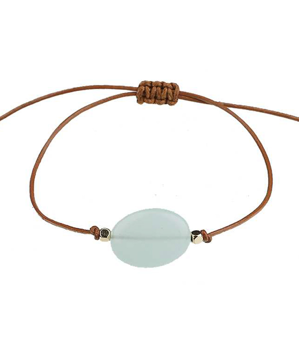 Semi precious stone pull tie cord bracelet