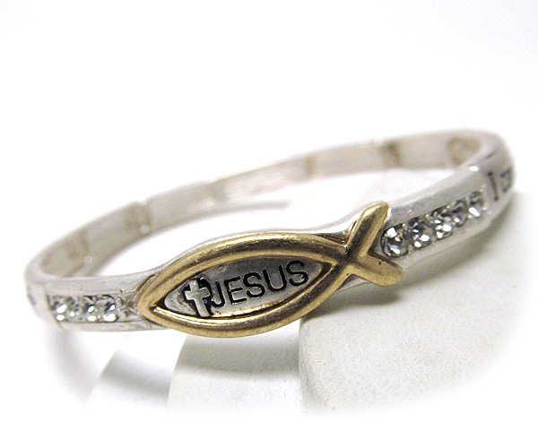 Crystal message metal stretch bracelet