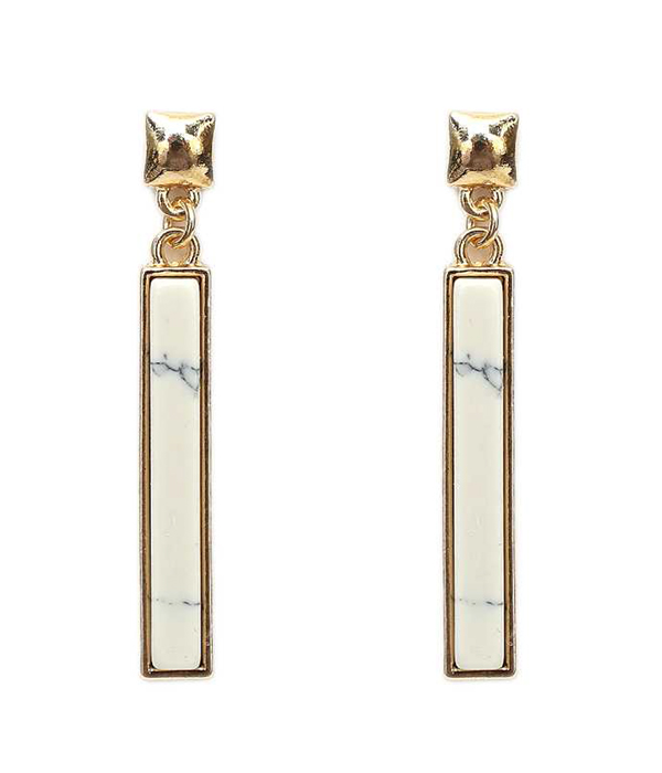 Simple stick bar stone drop earring