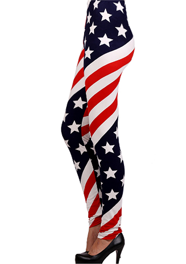 American flag print leggings - 65% poly 35% cotton
