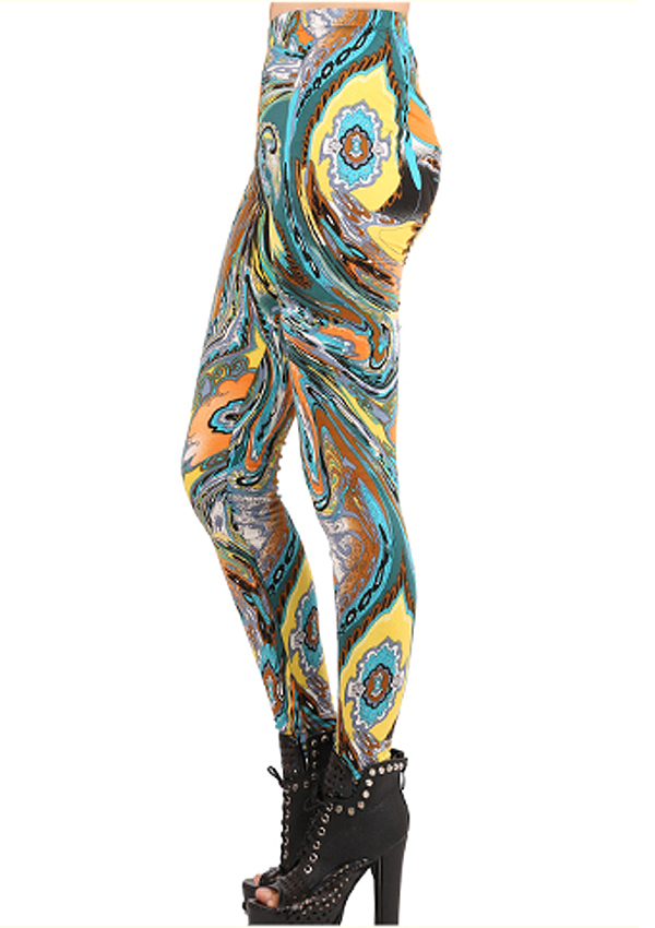 Oil painting look leggings - 65% poly 35% cotton