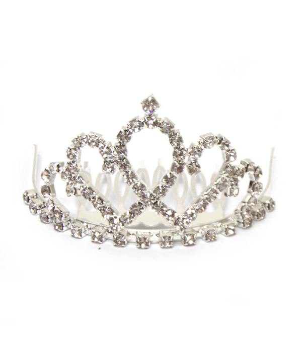 Heart rhinestone tiara comb