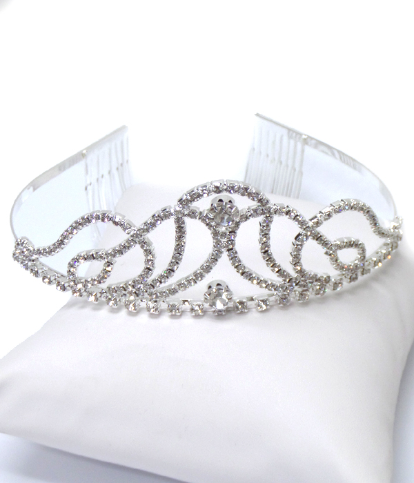 Swirl rhinestone tiara comb