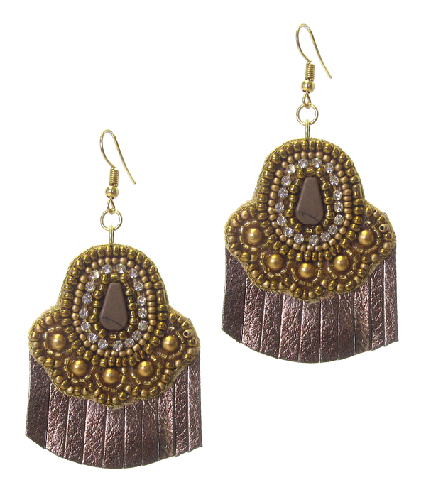 SEED BEAD LEATHERETTE EARRING