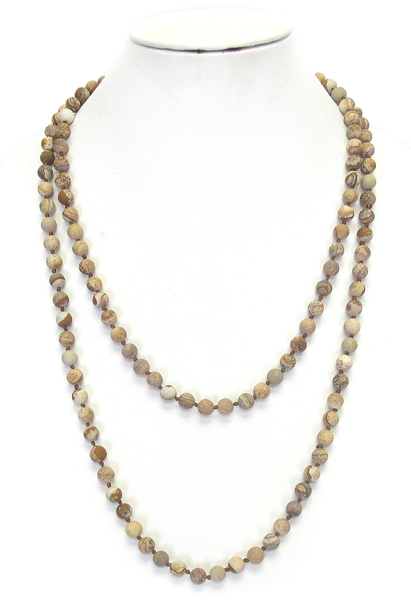 Semi precious stone knot long necklace - jasper