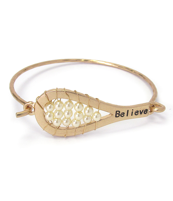 Religious inspiration seedbead wire bangle bracelet - believe