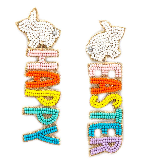 HANDMADE MULTI SEEDBEAD EASTER THEME EARRING - HAPPY EASTER