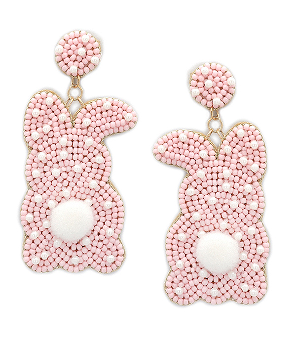 HANDMADE MULTI SEEDBEAD EASTER THEME EARRING - EASTER BUNNY