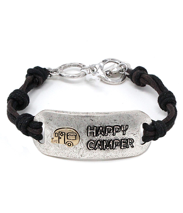 HAPPY CAMPER LEATHERETTE TOGGLE BRACELET