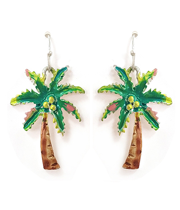 Tropical theme epoxy earring - palm tree