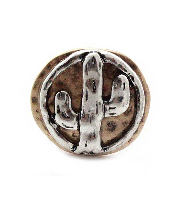 VINTAGE METAL CACTUS STRETCH RING