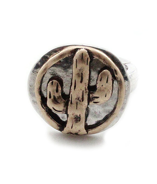 VINTAGE METAL CACTUS STRETCH RING