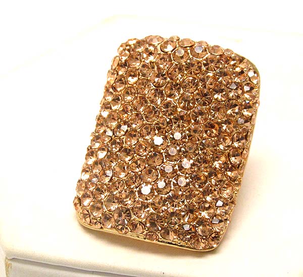 Luxury crystal pave curved square stretch ring