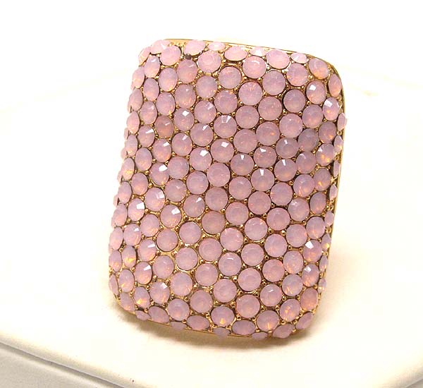 Luxury crystal pave curved square stretch ring