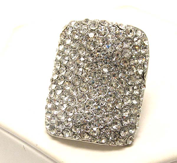Luxury crystal pave curved square stretch ring