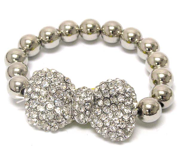 Multi crystal deco ribbon stretch bracelet